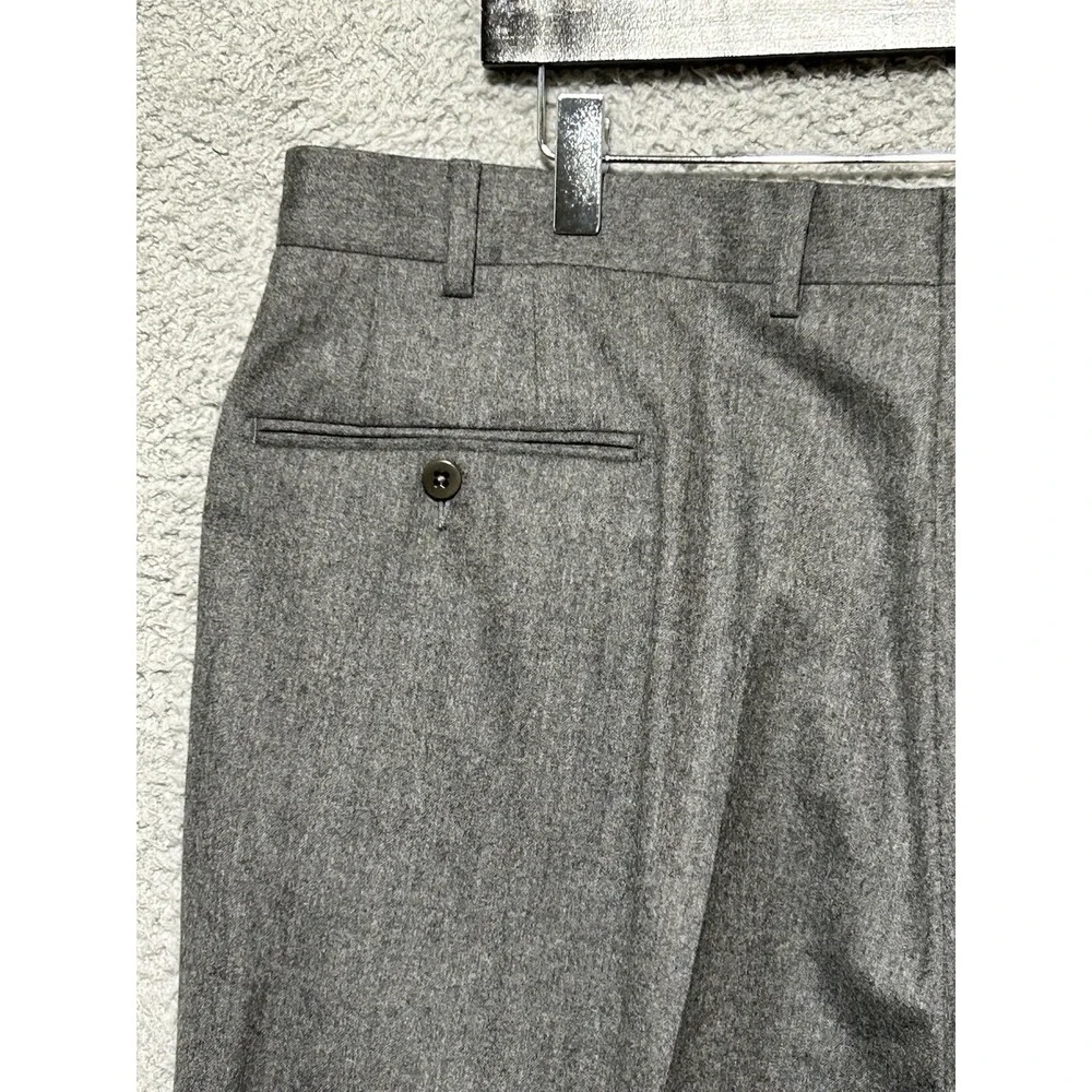 ERMENEGILDO ZEGNA Trousers Mens 40R 100% Wool Raw Hem Pleated‎ Dress Pants Italy